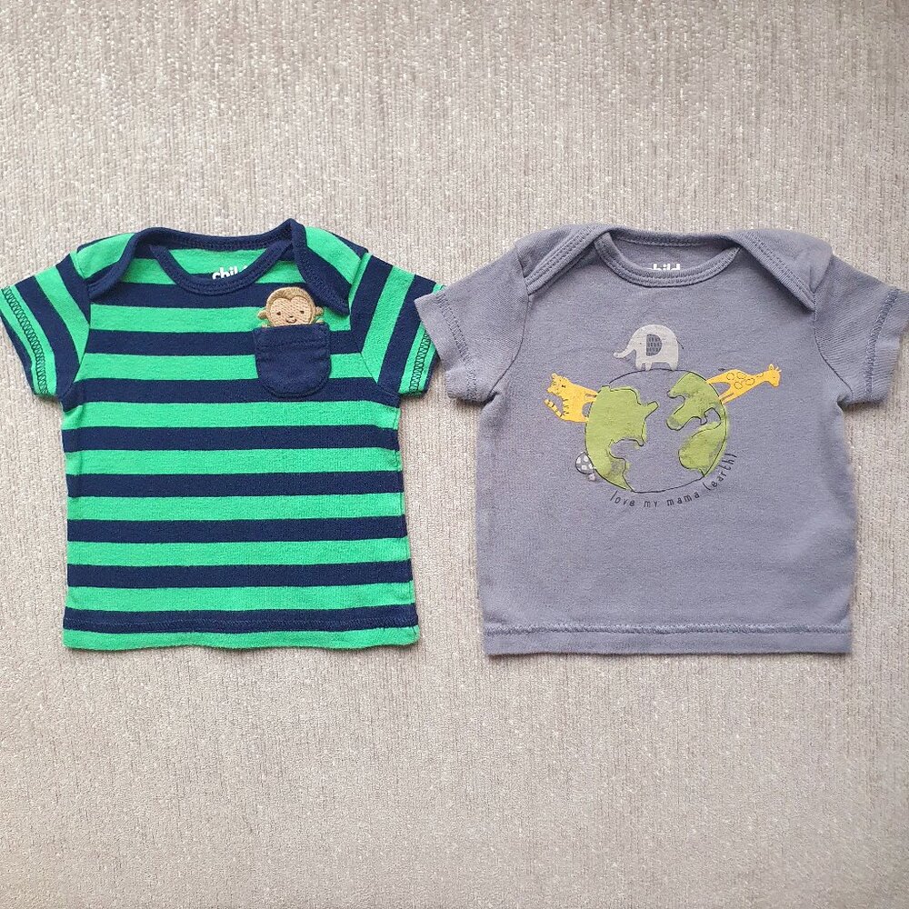 💙5/$20💙 Two Child of Mine Short Sleeve Shirts Baby Boy's Size 0-3 Months